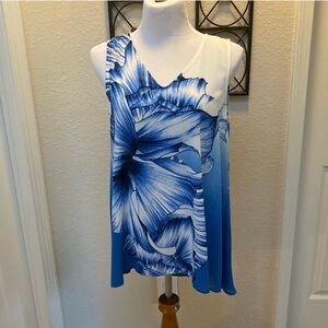 Alfani Blue and White Blouse Elegant Top
